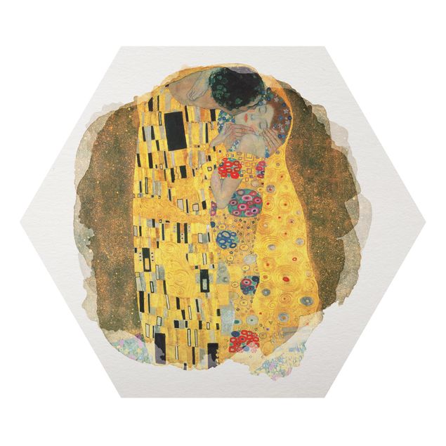 Foto auf Alu Dibond Wasserfarben - Gustav Klimt - Der Kuss
