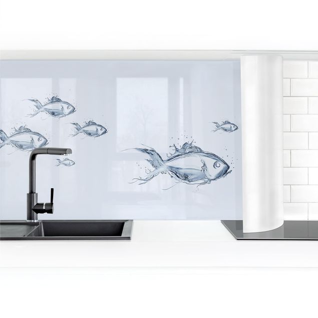 Küchenrückwand selbstklebend Liquid Silver Fish