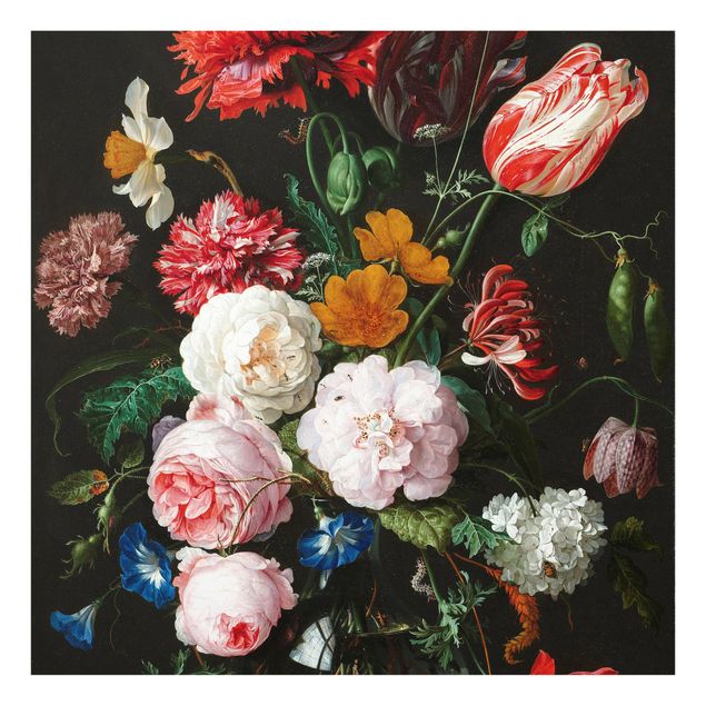 Glas Spritzschutz - Jan Davidsz de Heem - Stillleben mit Blumen in einer Glasvase - Quadrat - 1:1