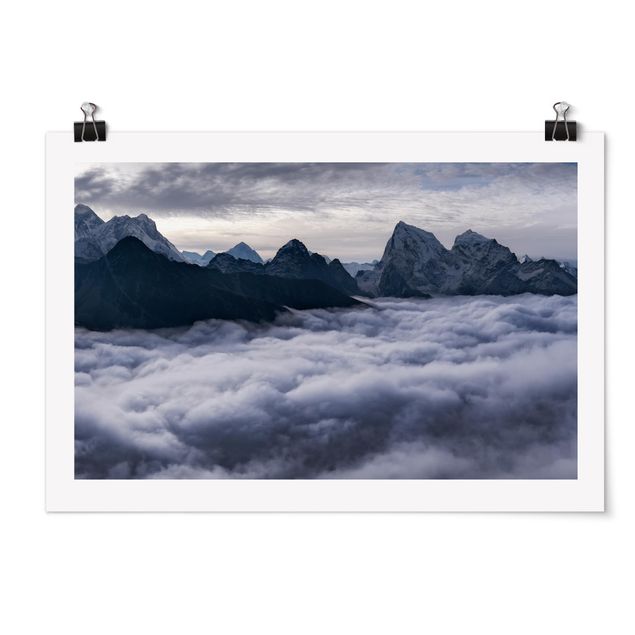 Poster Landschaft Wolkenmeer im Himalaya