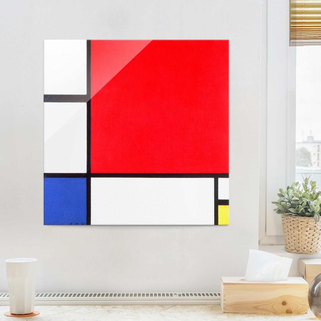 XXL Glasbilder Piet Mondrian - Komposition Rot Blau Gelb