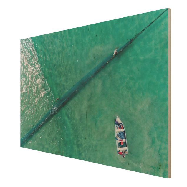 Bilder auf Holz Luftbild - Fischer