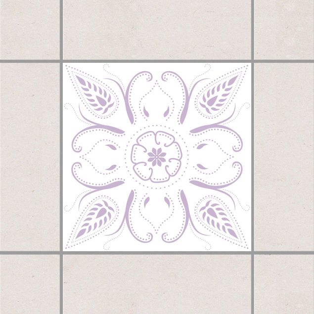 Selbstklebende Folie Fliesen Muster Bandana White Lavender Flieder