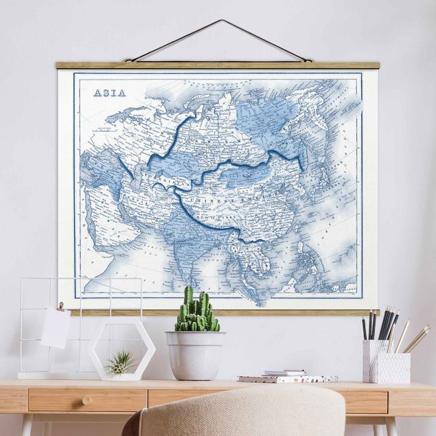 Bilder Karte in Blautönen - Asien