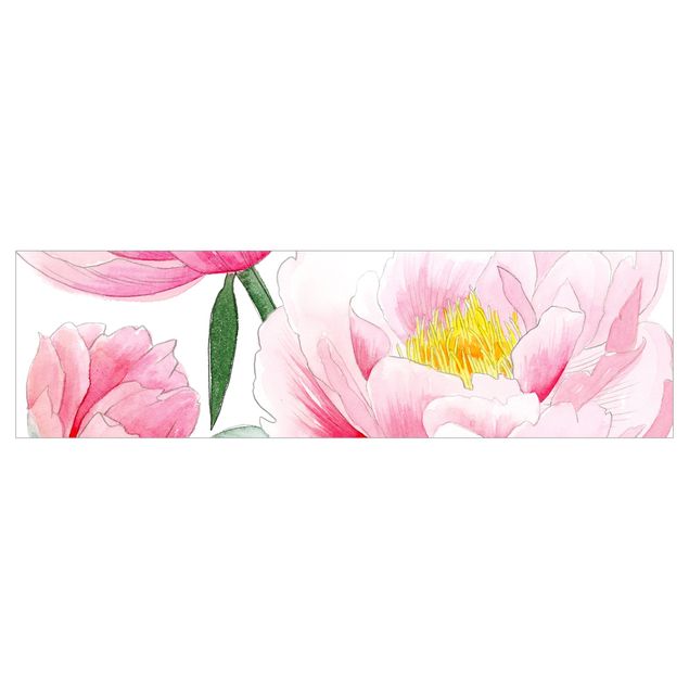 Küchenrückwand - Zeichnung Rosa Päonien I