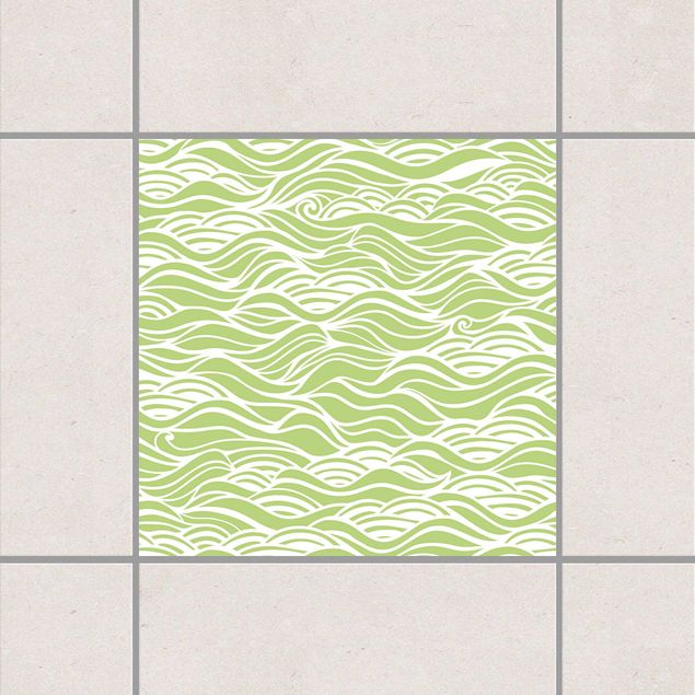 Fliesenfolie Muster Sie träumten von zarten Wellen am Meer Spring Green Grün