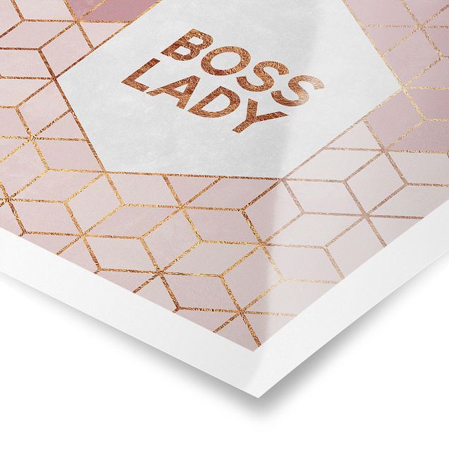 Poster Boss Lady Sechsecke Rosa