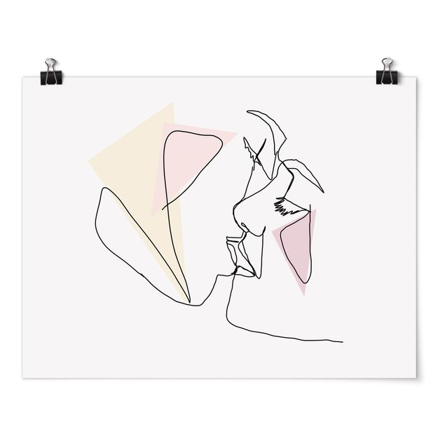 Poster - Kuss Gesichter Line Art - Querformat 3:4
