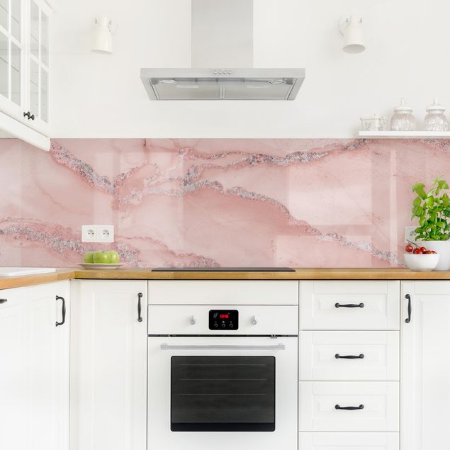 Küchenspiegel Farbexperimente Marmor Rose und Glitzer