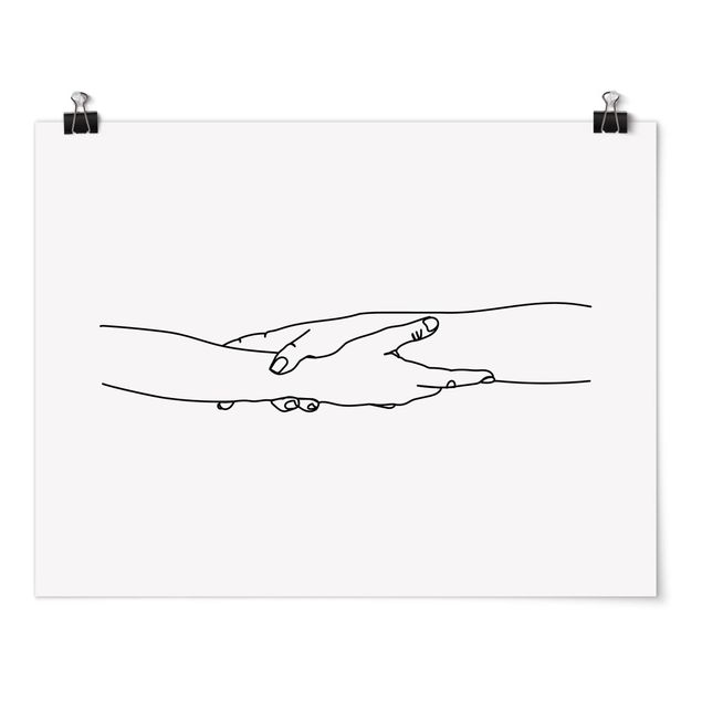 Poster - Freundschaftliche Hände Line Art - Querformat 3:4