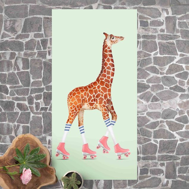 Teppich Läufer Giraffe mit Rollschuhen