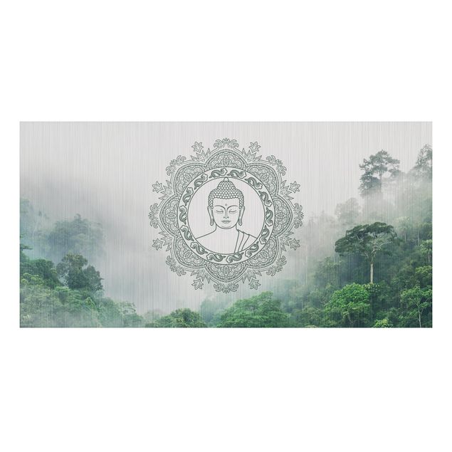 Alu-Dibond - Buddha Mandala im Nebel - Hochformat