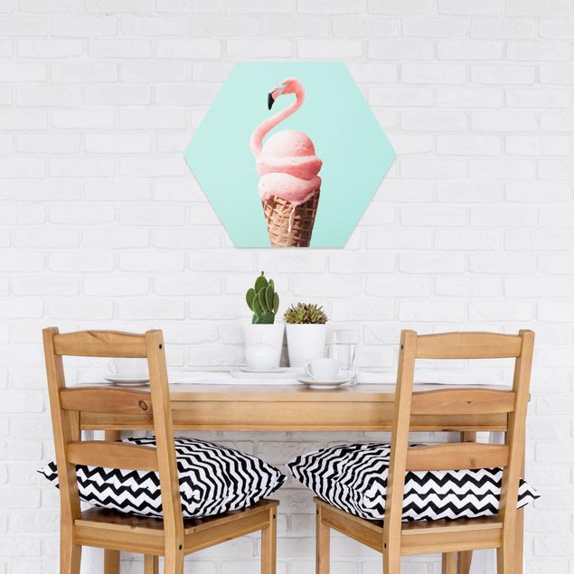 Hexagon-Bilder Eis mit Flamingo