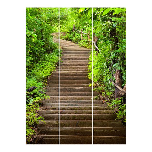 Schiebegardinen Set - Treppenaufstieg im Wald - Flächenvorhänge