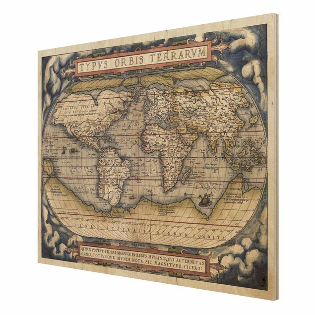 Holzbilder Historische Weltkarte Typus Orbis Terrarum