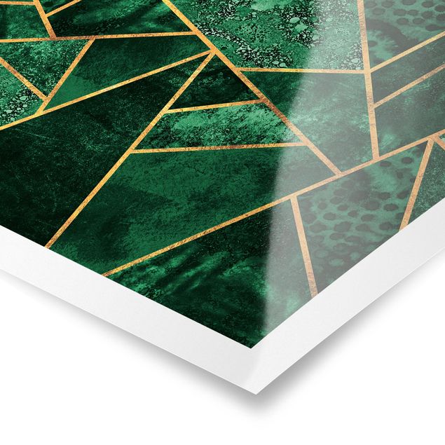 Poster - Dunkler Smaragd mit Gold - Hochformat 4:3