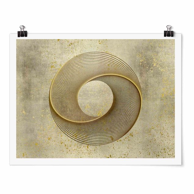 Poster bestellen Line Art Kreisspirale Gold