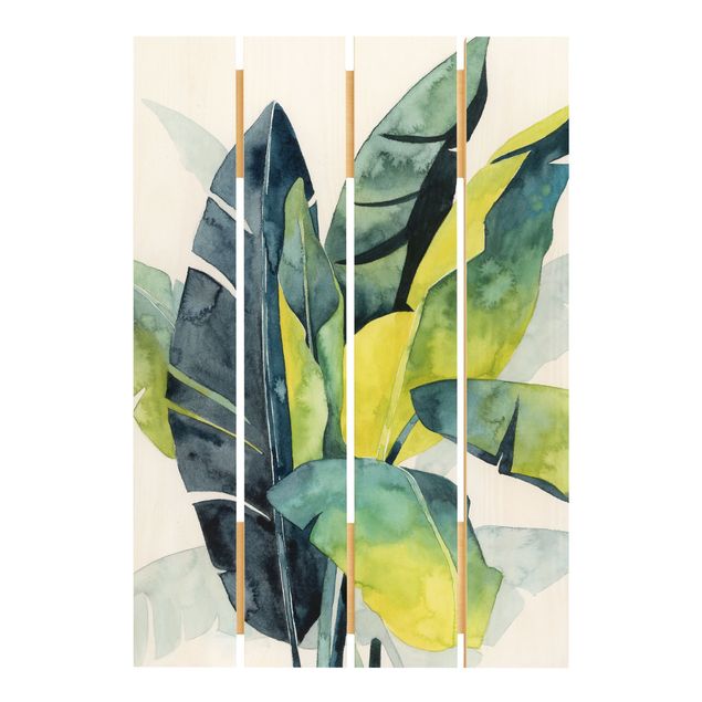 Holzbild - Tropisches Blattwerk - Banane - Hochformat 3:2