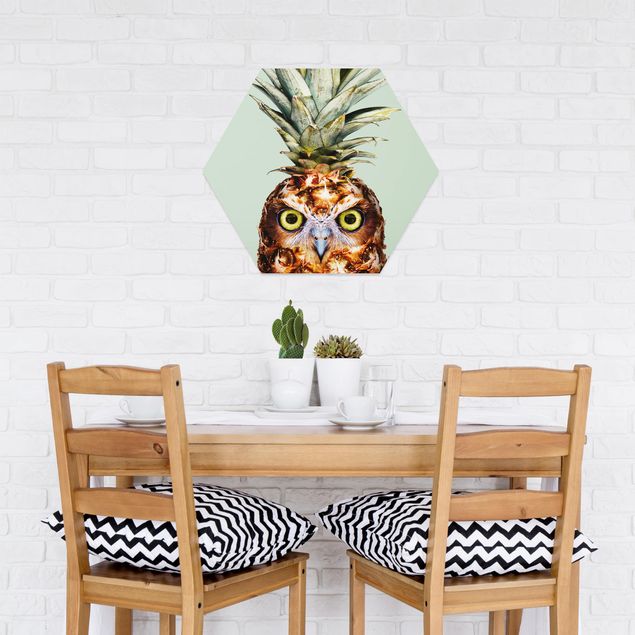 Hexagon Bilder Ananas mit Eule