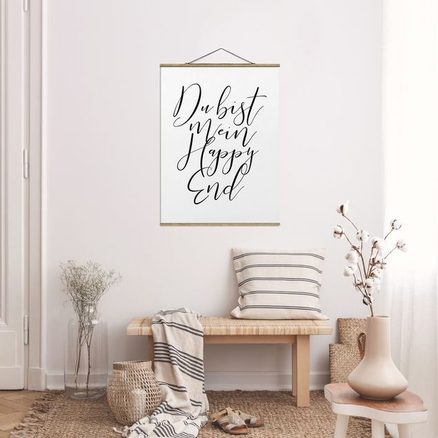 Stoffbild mit Posterleisten - Du bist mein Happy End - Hochformat 3:4