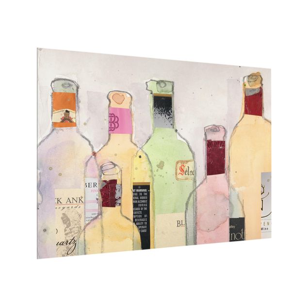 Glas Spritzschutz - Weinflaschen in Wasserfarbe I - Querformat - 4:3