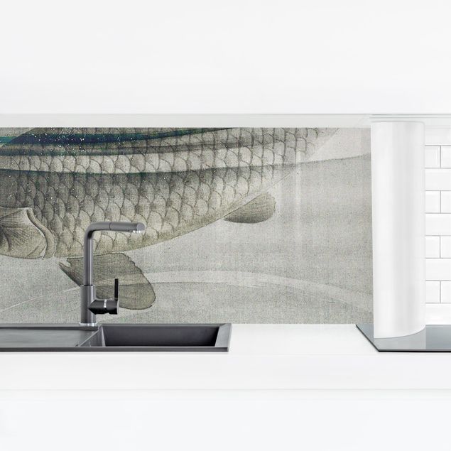 Küchenrückwand selbstklebend Vintage Illustration Asiatische Fische III