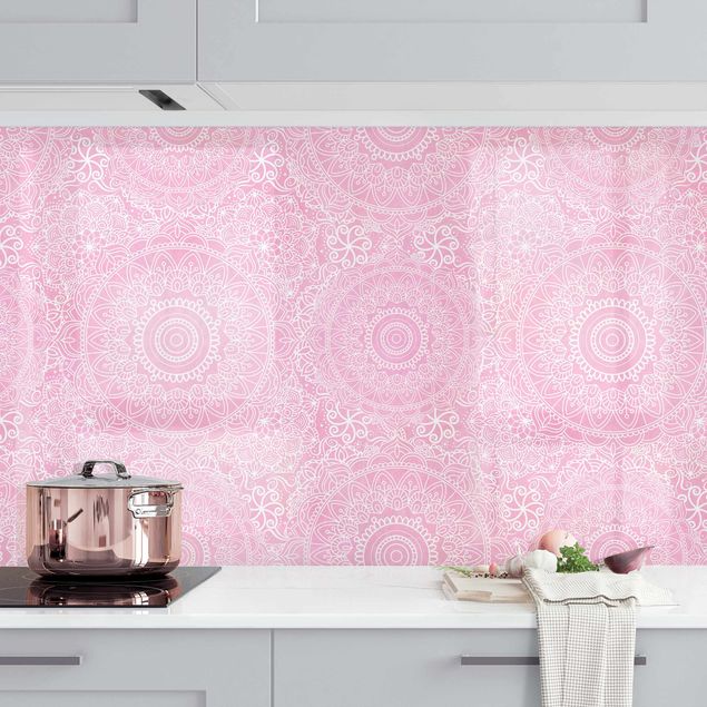 Platte Küchenrückwand Muster Mandala Rosa II
