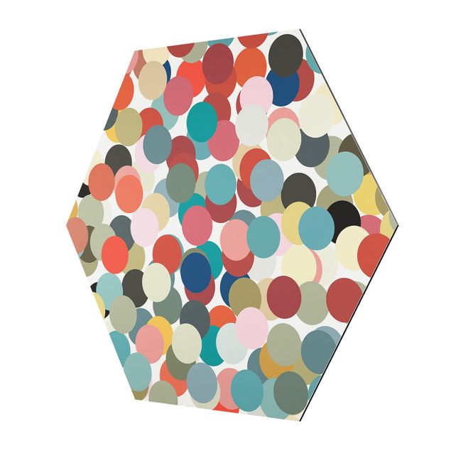 Hexagon Bild Alu-Dibond - Konfetti