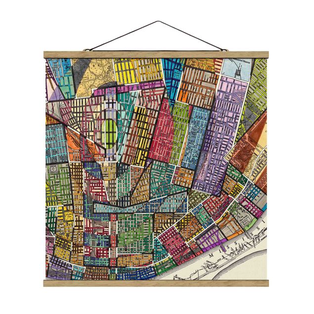 Stoffbild mit Posterleisten - Moderne Karte von St. Louis - Quadrat 1:1