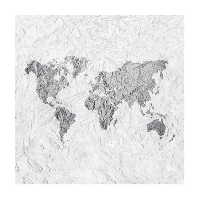 Teppich Weltkarte Papier Weltkarte Weiß Grau