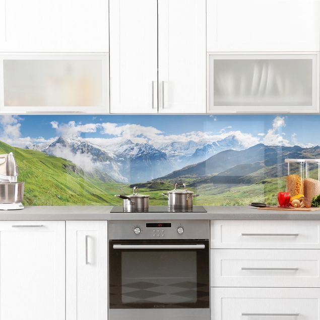 Küche Wandpaneel Schweizer Alpenpanorama