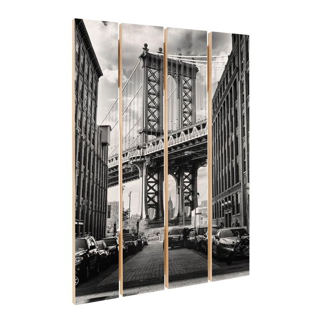 Holzbild - Manhattan Bridge in America - Hochformat 3:2