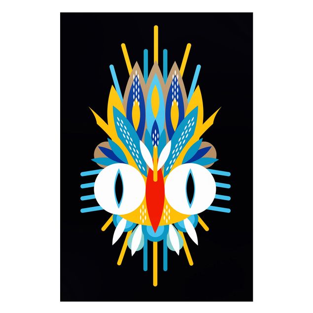 Wandbilder Collage Ethno Maske - Vogel Federn