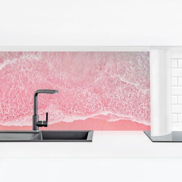 Spritzschutz Küche ohne bohren Ozean in Pink