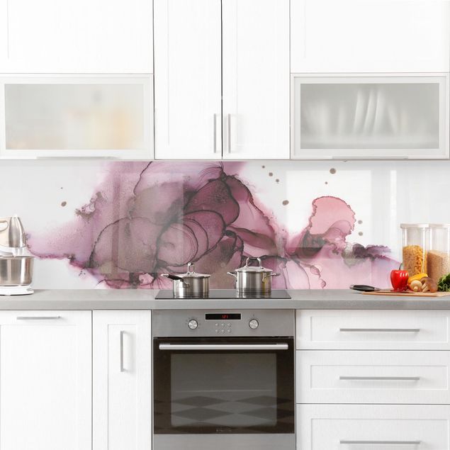Küche Wandpaneel Fließende Reinheit in Violett