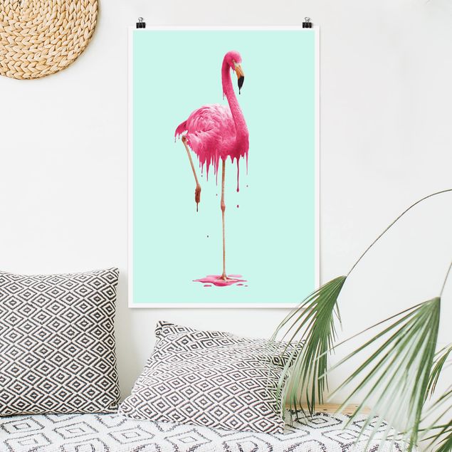 Wand Poster XXL Schmelzender Flamingo