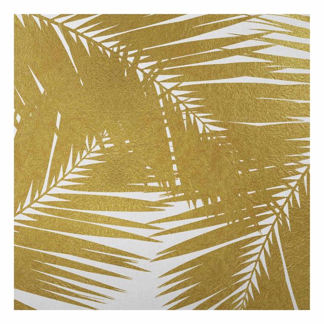 Alu-Dibond - Blick durch goldene Palmenblätter - Quadrat