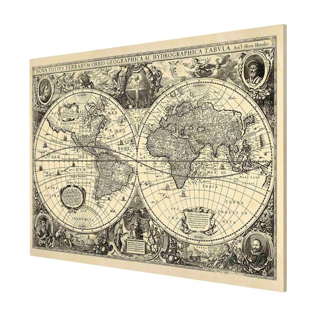 Magnettafel Design Vintage Weltkarte Antike Illustration
