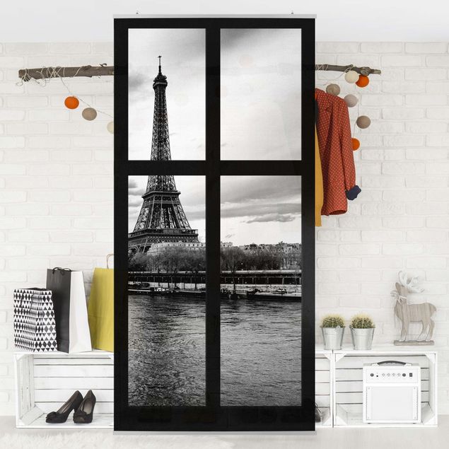 Raumteiler - Fenster Eiffelturm Seine Paris 250x120cm