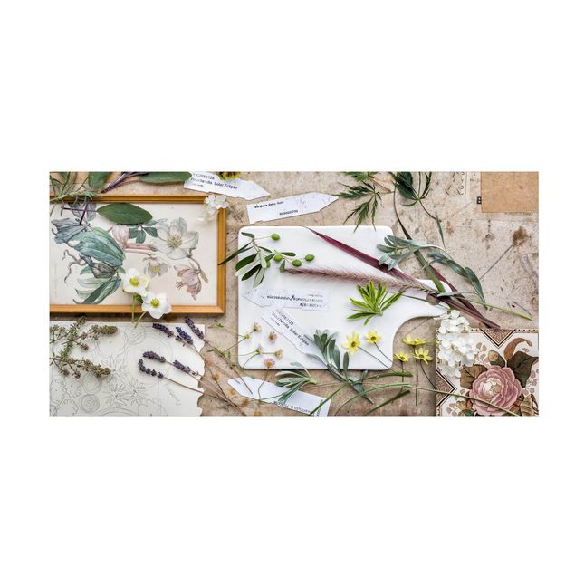 Vinyl-Teppich - Blumen und Gartenkräuter Vintage - Querformat 2:1