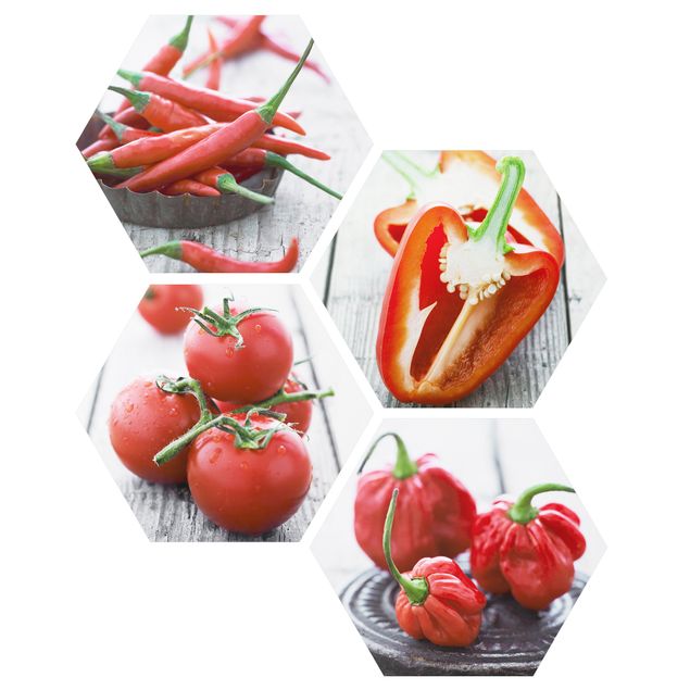 Hexagon Bild Forex 4-teilig - Rotes Gemüse