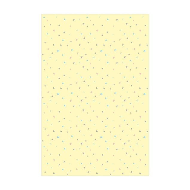 Vinyl-Teppich - Bunte gezeichnete Pastelldreiecke auf Gelb - Hochformat 2:3