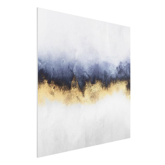 Forex Fine Art Print - Wolkenhimmel mit Gold - Quadrat 1:1