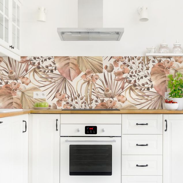 Küchenrückwand selbstklebend Beige Palmenblätter