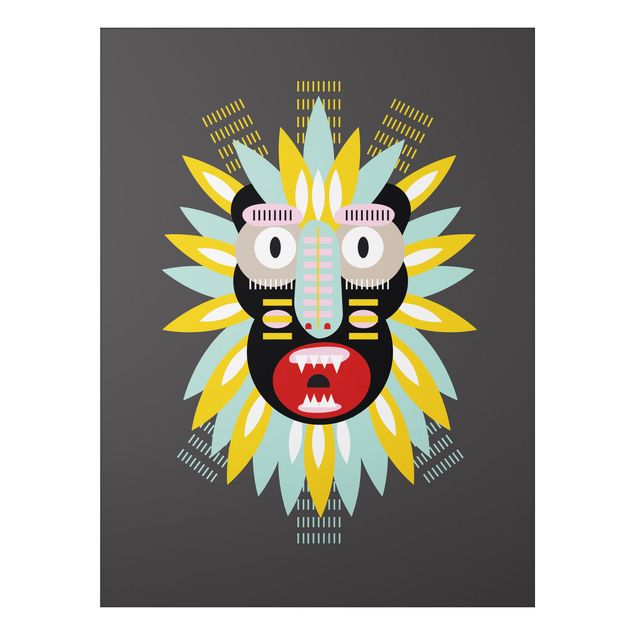 Aluminium Print gebürstet - Collage Ethno Maske - King Kong - Hochformat 4:3