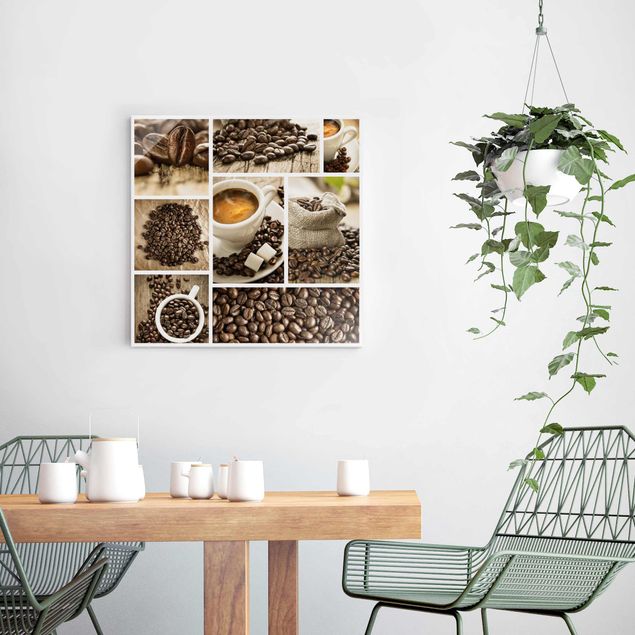 Glasbilder Kaffee Collage