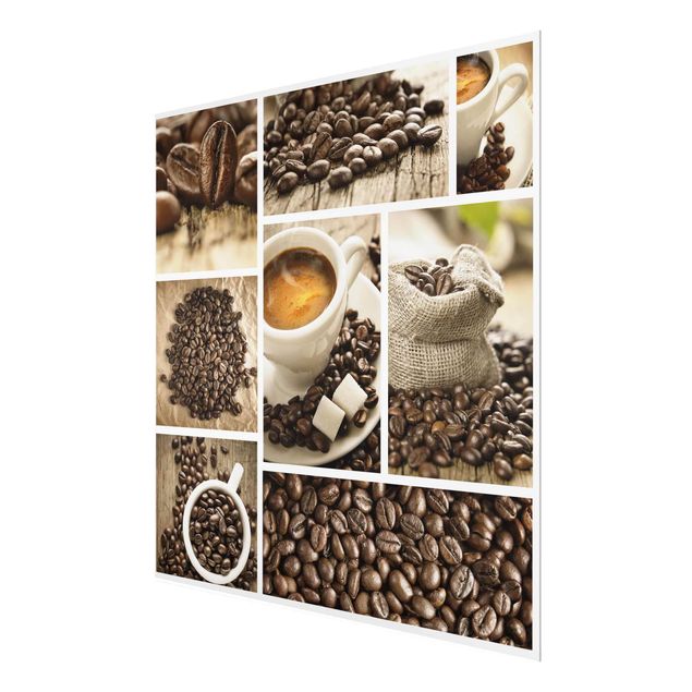 Glasbild - Kaffee Collage - Quadrat 1:1
