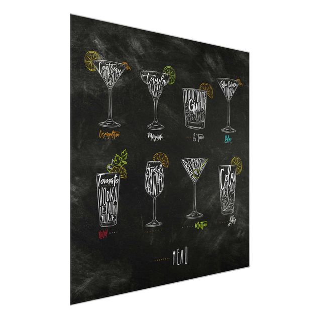 Glasbild - Cocktail Menu - Quadrat 1:1