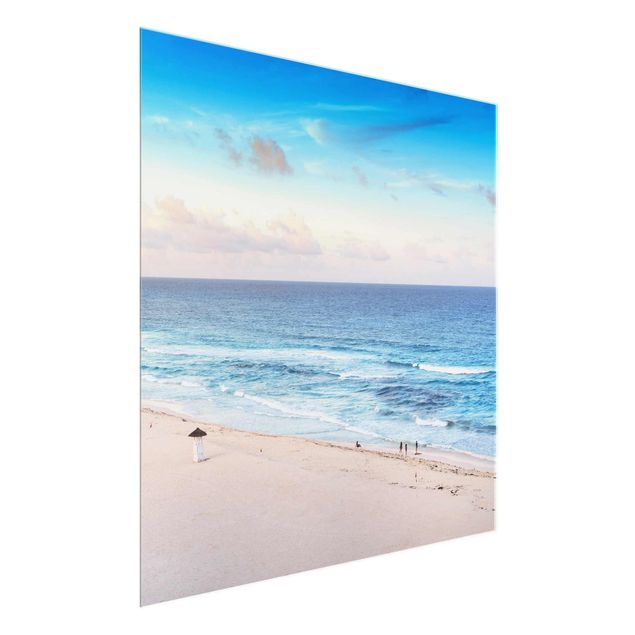 Glas Wandbilder XXL Cancun Ozean Sonnenuntergang