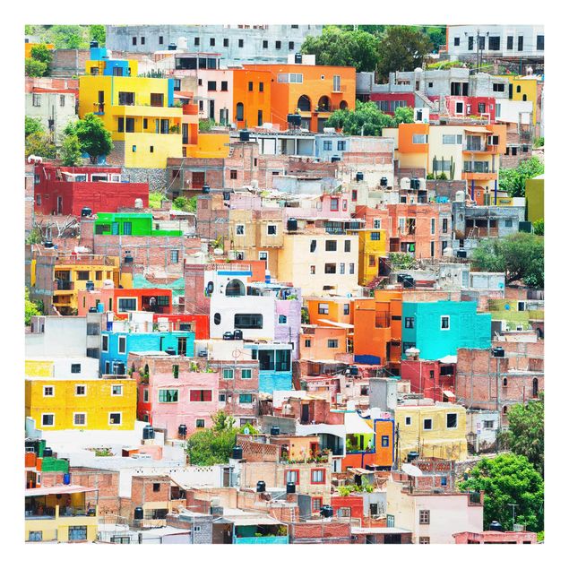 Glasbilder Städte Farbige Häuserfront Guanajuato